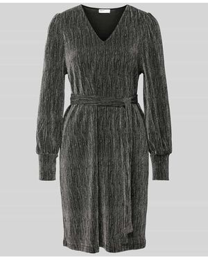 SELECTED Knielanges Kleid Mit V-Ausschnitt Modell 'Anita Agnethe' - Grau