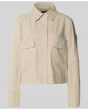 Peuterey Lederjacke mit Pattentaschen Modell 'Era' - Natur