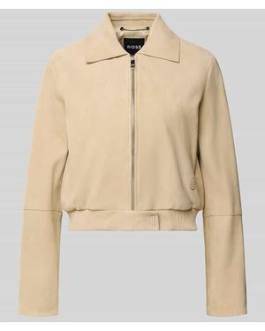 BOSS Regular Fit Lederjacke aus echtem Ziegenleder Modell 'SALENE' - Natur