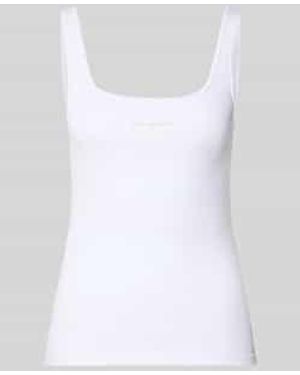 Calvin Klein Slim Fit Top Met Logoprint, Model 'Scoop' - Wit