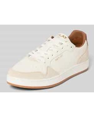 Replay Leren Sneakers Met Labeldetails - Naturel