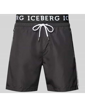 Iceberg Badehose Mit Seitlichen Reißverschlusstaschen - Schwarz