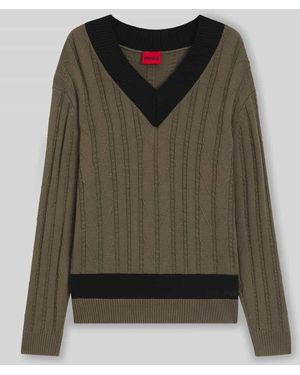 HUGO Oversized Pullover aus Schurwoll-Mix - Grün