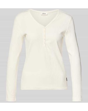 S.oliver Regular Fit Langarmshirt aus Baumwoll-Mix - Natur