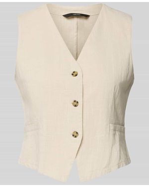 Vero Moda Regular Fit Leinenweste aus Baumwoll-Leinen-Mix Modell 'CAIA' - Natur