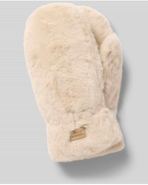Kurt Beines Handschuhe aus Kunstfell mit Label-Detail - Natur