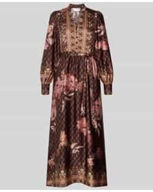 Neo Noir Maxi-Jurk Van Satijn Met Strikceintuur - Zwart