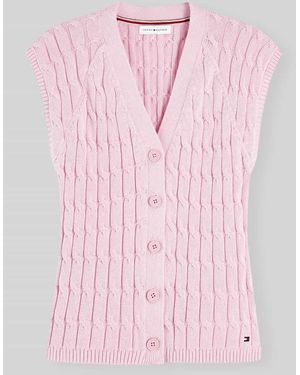 Tommy Hilfiger Regular Fit Strickweste aus reiner Baumwolle - Pink