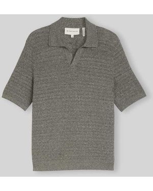 Tom Tailor Regular Fit Poloshirt aus Baumwoll-Leinen-Mix - Grau