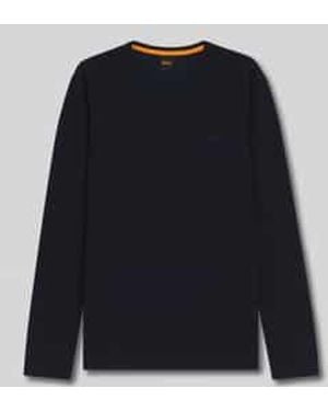 BOSS Regular Fit Shirt Met Lange Mouwen En Wafelstructuur, Model 'Tempesto' - Blauw