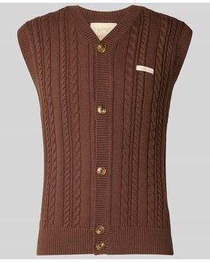 BLKVIS Strickweste mit Zopfmuster - Braun