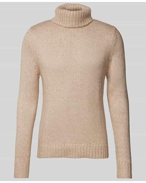 Superdry Strickpullover mit Rollkragen und Viskose-Anteil - Natur