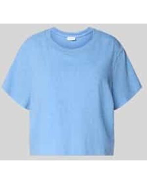 American Vintage T-Shirt Met Geribde Ronde Hals - Blauw