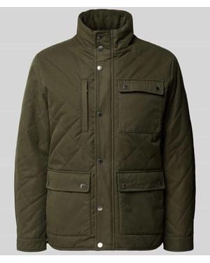 Fynch-Hatton Regular Fit Steppjacke mit Stehkragen und Pattentaschen - Grün