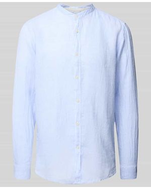 FIL NOIR Regular Fit Business-Hemd mit Stehkragen Modell 'ANCONA' - Blau