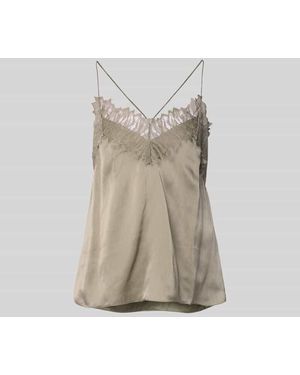 IRO Bluse aus Satin mit Spitzenbesatz - Natur