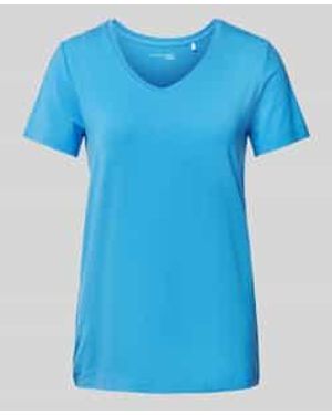 Schiesser T-shirt Met Geribde V-hals - Blauw