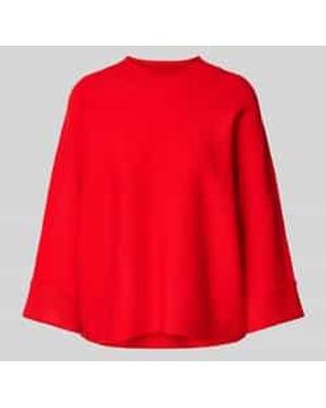 Comma, Gebreide Pullover Van Viscosemix Met Opstaande Kraag - Rood