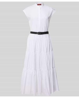 Max Mara Maxikleid Mit Stehkragen Modell 'Bairo' - Weiß