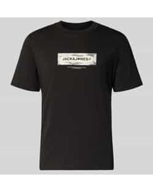 Jack & Jones T-Shirt Met Logo En Ronde Hals - Zwart