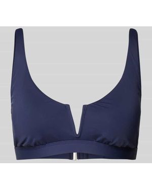 Ralph Lauren Bustier-Bikini-Oberteil mit V-Ausschnitt Modell 'BEACH CLUB' - Blau
