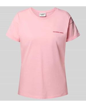 Colourful Rebel T-Shirt mit rückseitigem Motiv-Print Modell 'Flower Square' - Pink