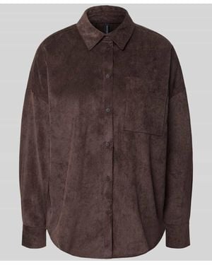 Vero Moda Oversized Fit Langarmbluse mit Brusttasche Modell 'SANNE' - Braun
