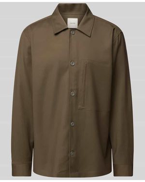Calvin Klein Regular Fit Hemdjacke Mit Kentkragen Und Viskose-Anteil - Grün