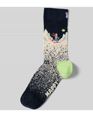 Happy Socks Socken im Allover-Look Modell 'Snowy Night' - Blau