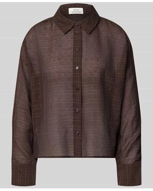 Opus Hemdbluse mit Gitterkaro Modell 'Fargyle' - Braun