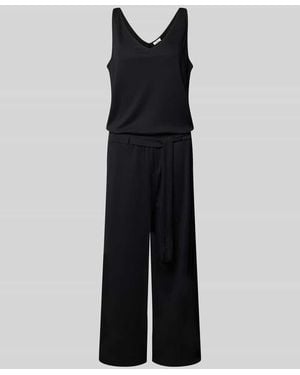S.oliver Regular Fit Jumpsuit mit Bindegürtel aus Baumwoll-Mix - Schwarz