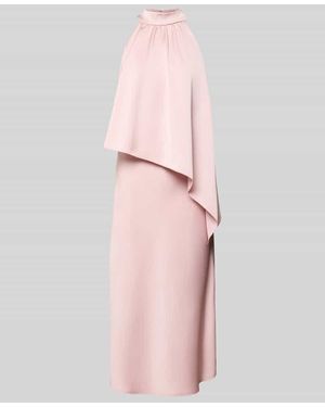 Swing Cocktailkleid mit Stehkragen und Volant - Pink
