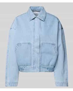 Moves Jeansjack Met Blinde Knoopsluiting - Blauw