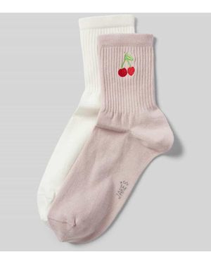 Jake*s Socken mit Label-Stitching im 2er-Pack - Pink