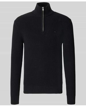 Replay Slim Fit Pullover aus reiner Baumwolle in Strick-Optik - Schwarz