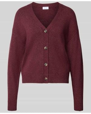 Vila Cardigan mit V-Ausschnitt Modell 'VIRIL' - Rot