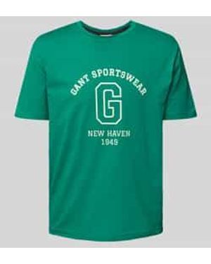 GANT T-shirt Met Labelprint - Groen
