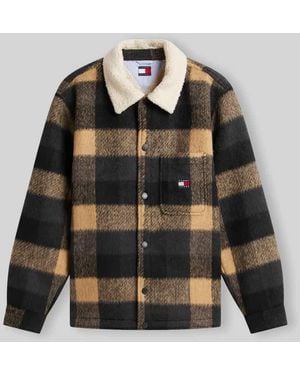 Tommy Hilfiger Oversized Hemdjacke mit Umlegekragen Modell 'TEDDY COLLAR BRUSHED' - Schwarz