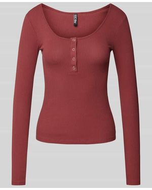 Pieces Slim Fit Langarmshirt Mit Baumwolle Modell 'Kitten' - Rot