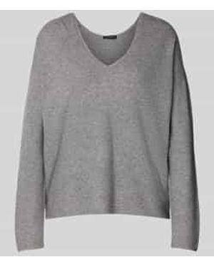 Ouí Gebreide Pullover Met Afgeronde V-Hals, Model 'Freyja' - Grijs