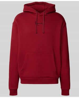 Karlkani Hoodie mit Label-Stitching - Rot