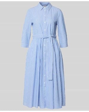 Ouí Hemdblusenkleid mit Bindegürtel und 3/4-Arm - Blau