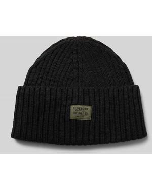 Superdry Beanieaus Woll-Mix Mit Logo-Patch Modell 'Workwear' - Schwarz
