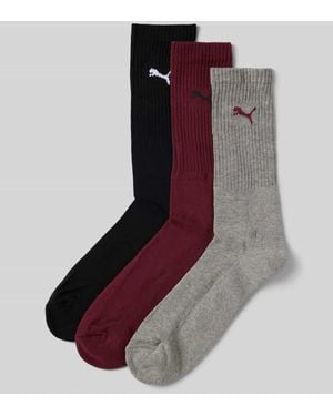 PUMA Socken mit Logo-Detail Modell 'CREW SOCK' im 3er-Pack - Lila