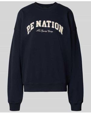 P.E Nation Relaxed Fit Sweatshirt mit Rundhalsausschnitt - Blau