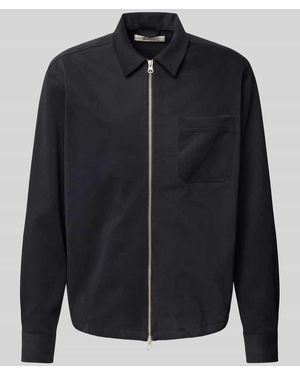 Forét Regular Fit Hemdjacke mit Kentkragen und Zweiwege-Reißverschluss - Schwarz