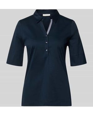 Eterna Bluse mit 1/2-Arm und kurzer Knopfleiste - Blau