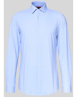 HUGO Slim Fit Businesshemd aus leichtem Stretch-Material Modell 'KENNO' - Blau