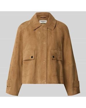 Weekend by Maxmara Regular Fit Lederjacke aus echtem Ziegenleder Modell 'ABITO' - Natur