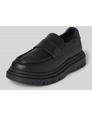 ARMANI EXCHANGE Penny Loafer aus Leder mit Schaftbrücke Modell 'Angry' - Schwarz